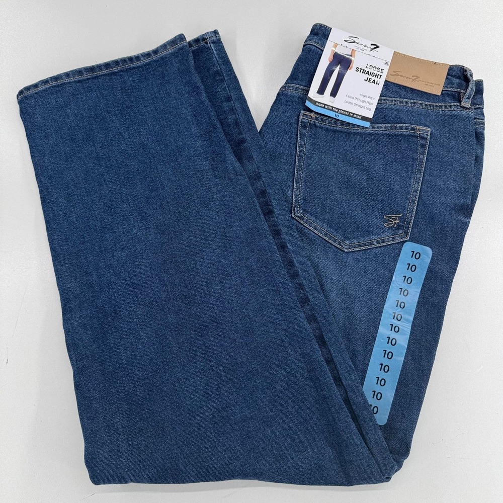 NEW Seven7 Loose Straight Jeans WOMENS Blue Medium Wash Denim SIZE 10 x 29